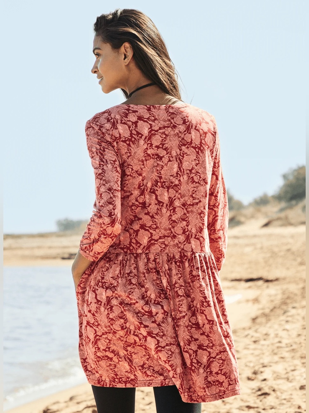 Peruvian Connection Fresco Floral Red Tunic Cotton L - Picture 2 of 8